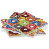 Donuts Square Coasters for Drinks 4 Packs, Absorbent Heat-Resistant Ceramic Stone Coaster Desktop Protector with Cork Base for Kitchen Bar Home Decor, 3.9 Inch